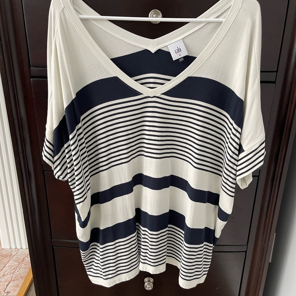 CAbi Medium, white/blue stripe top